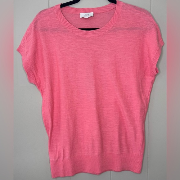 Loft 100% Cotton Coral Knit Drop Shoulder Sweater Vest Womens Medium - Picture 1 of 8